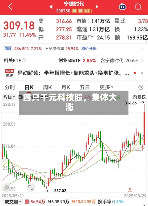 四只千元科技股	，集体大涨-第3张图片