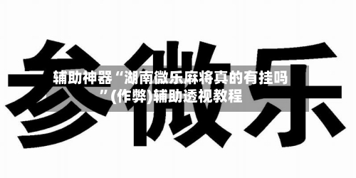 辅助神器“湖南微乐麻将真的有挂吗	”(作弊)辅助透视教程-第2张图片