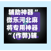 辅助神器“微乐河北麻将专用神器”(作弊)辅助透视教程-第2张图片
