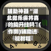 辅助神器“湖北微乐麻将真的能开挂吗”(作弊)辅助透视教程-第3张图片
