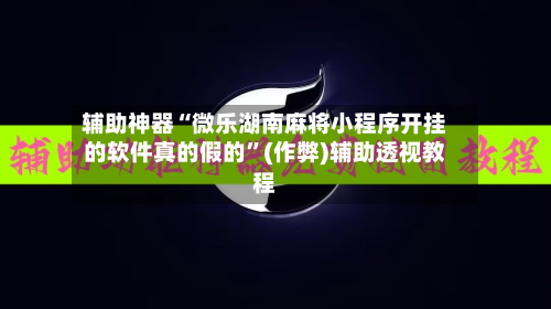 辅助神器“微乐湖南麻将小程序开挂的软件真的假的	”(作弊)辅助透视教程-第2张图片