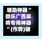 辅助神器“微乐广西麻将专用神器”(作弊)辅助透视教程-第2张图片