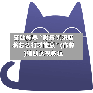 辅助神器“微乐沈阳麻将怎么打才能赢”(作弊)辅助透视教程-第2张图片