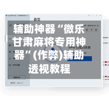 辅助神器“微乐甘肃麻将专用神器”(作弊)辅助透视教程-第2张图片