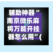 辅助神器“南京微乐麻将万能开挂器怎么用	”(作弊)辅助透视教程-第2张图片