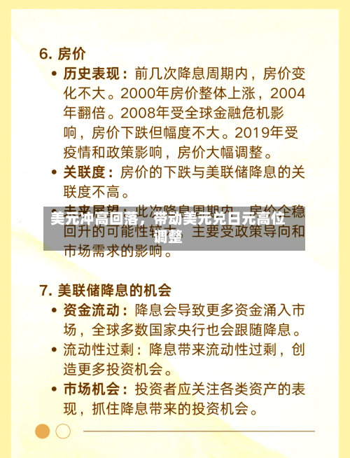 美元冲高回落，带动美元兑日元高位调整