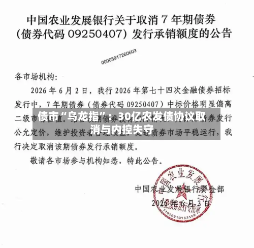 债市“乌龙指”：30亿农发债协议取消与内控失守-第3张图片
