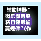辅助神器“微乐湖南麻将自建房输赢规律”(作弊)辅助透视教程