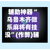 辅助神器“乌鲁木齐微乐麻将有挂没”(作弊)辅助透视教程