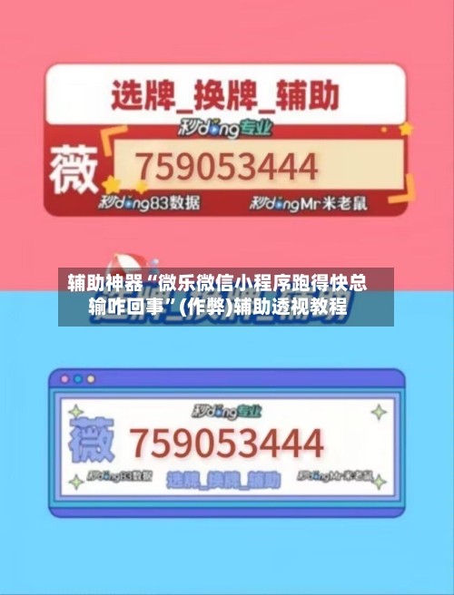 辅助神器“微乐微信小程序跑得快总输咋回事”(作弊)辅助透视教程