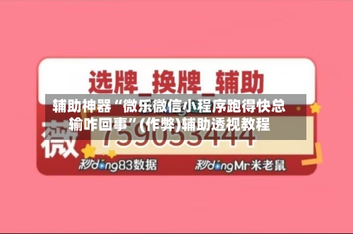辅助神器“微乐微信小程序跑得快总输咋回事”(作弊)辅助透视教程-第3张图片