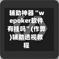 辅助神器“wepoker软件有挂吗”(作弊)辅助透视教程