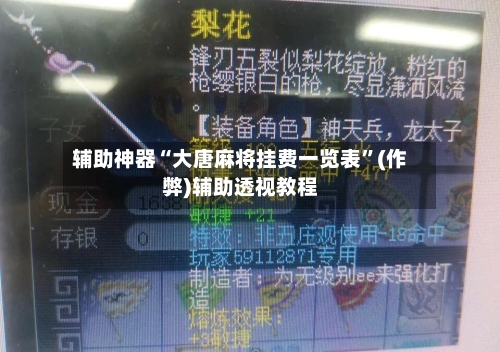 辅助神器“大唐麻将挂费一览表”(作弊)辅助透视教程