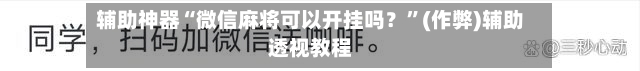 辅助神器“微信麻将可以开挂吗？”(作弊)辅助透视教程-第3张图片