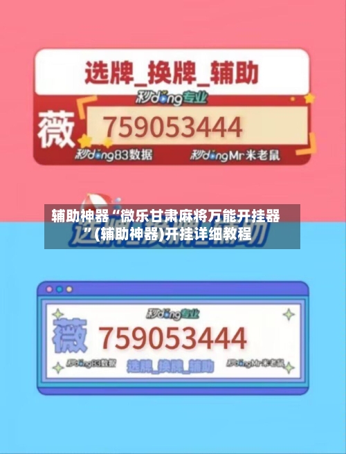 辅助神器“微乐甘肃麻将万能开挂器 ”(辅助神器)开挂详细教程