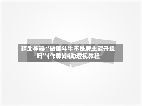 辅助神器“微信斗牛不是房主能开挂吗”(作弊)辅助透视教程-第2张图片