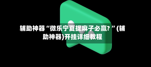 辅助神器“微乐宁夏捉麻子必赢? ”(辅助神器)开挂详细教程-第3张图片