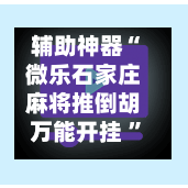 辅助神器“微乐石家庄麻将推倒胡万能开挂 ”(辅助神器)开挂详细教程